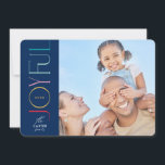 JOYFUL FAMILY FOTO modern und farbenfroh Feiertagskarte<br><div class="desc">von kat massard >>> WWW.SIMPLYSWEETPAPERIE.COM << Ein elegantes Kartendesign mit dem Zitat "JOYFUL",  kombiniert eleganten Skripttyp mit Serifentypografie und lustiges Muster auf der Rückseite,  sodass Sie die Möglichkeit haben,  eine persönliche Nachricht zu handschreiben. Mit trendigem,  quadratischem Foto vorne für Ihr beliebtes Foto!</div>