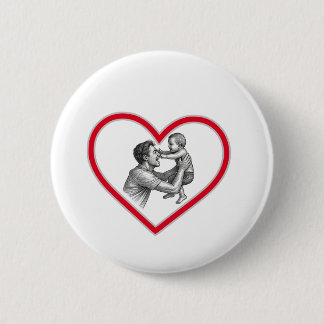 Joyful Fatherhood - Dad and Baby Heart Illustratio Button