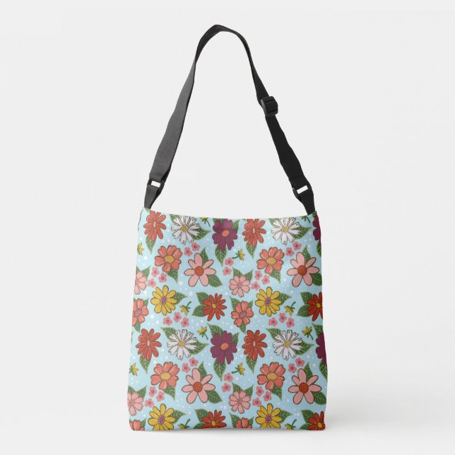 Joyful Floral Crossbody Bag Tragetaschen Mit Langen Trägern (Rückseite)