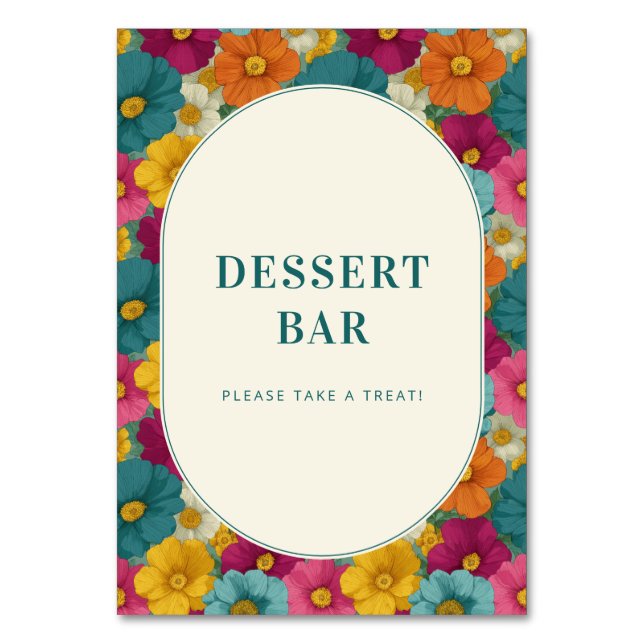 Joyful Floral Dessert Bar Sign Tischnummer (Vorderseite)