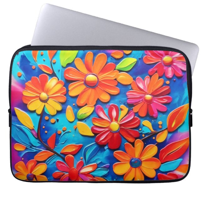 Joyful Floral Painting Laptopschutzhülle (Vorderseite)