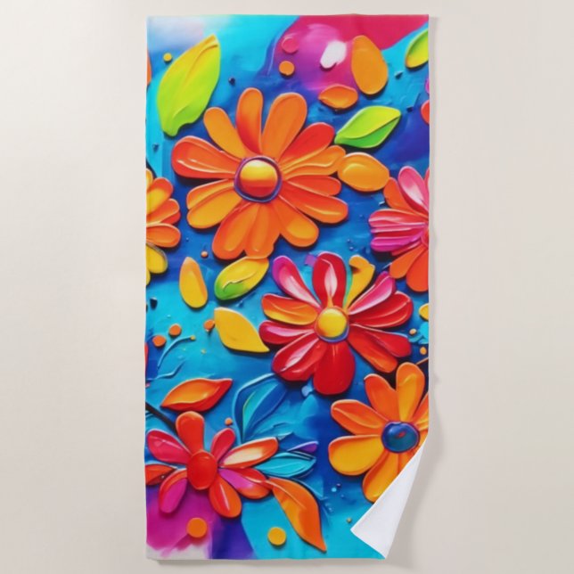 Joyful Floral Painting Strandtuch (Vorderseite)