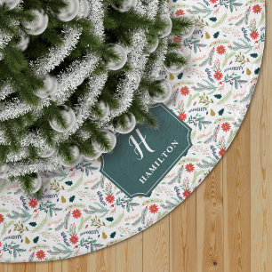 Joyful Foliage Monogram Polyester Weihnachtsbaumdecke
