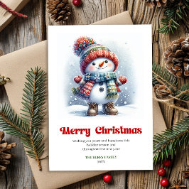 Joyful funny snowman minimalist holiday greeting  feiertagskarte