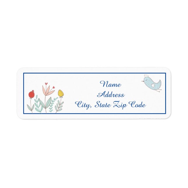 Joyful Garden Bird Return Address Label (Vorne)