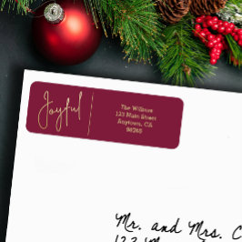JOYFUL Gold and Cranberry Christmas Return Address