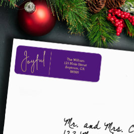 JOYFUL Gold and Purple Christmas Return Address