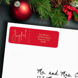 JOYFUL Gold and Red Christmas Return Address
