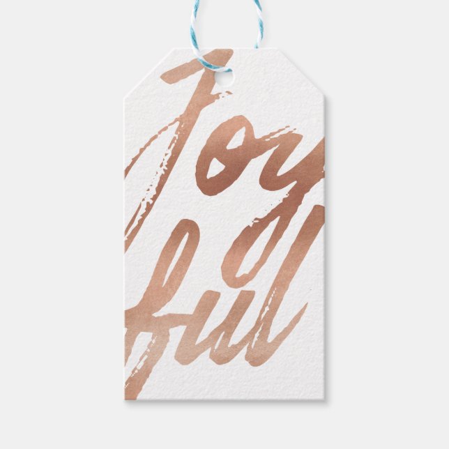 Joyful Gold Brush Script Typografy Holiday Geschenkanhänger (Vorderseite)