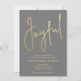 JOYFUL Gold Faux Foil on Green Christmas Party Einladung
