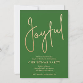 JOYFUL Gold Faux Foil on Green Christmas Party Einladung