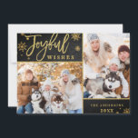 Joyful Gold Frame Chalkboard 2 FOTO Grußkarte Feiertagskarte<br><div class="desc">Freuen Sie sich auf die Grußkarte mit 2 FOTO Chalkboard. Freuen Sie sich auf Ihre nahen und machen Sie die Feier unvergesslich mit dieser Sammlung: https://www.zazzle.com/collections/christmas_joyful_gold-119448944837872737?rf=238259176291992805 Für weitere Anpassungen klicken Sie bitte auf den Link "Weitere" und verwenden Sie unser Design-Tool,  um diese Vorlage zu modifizieren.</div>