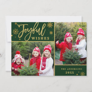 Joyful Gold Frame Modernes Script 2 FOTO Gruß Feiertagskarte