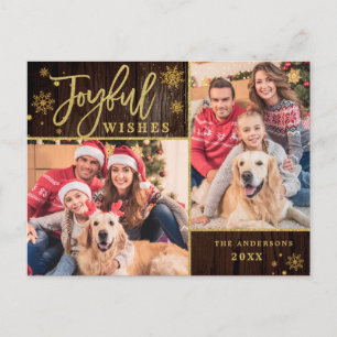 Joyful Gold Frame Modernes Script 2 FOTO Gruß Postkarte