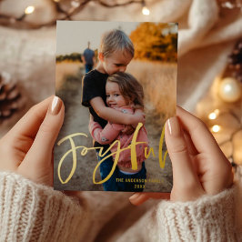 Joyful Gold Script Foil Foto Weihnachtsfoil Holid Folien Feiertagspostkarte