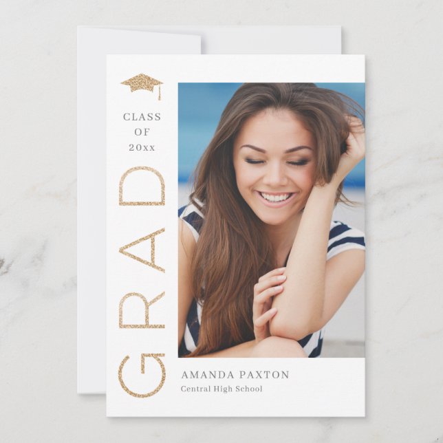 Joyful Grad Editable Color Abschluss Einladung (Vorderseite)