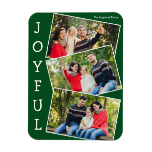 Joyful Green 3 Family Foto Collage Weihnachten Magnet