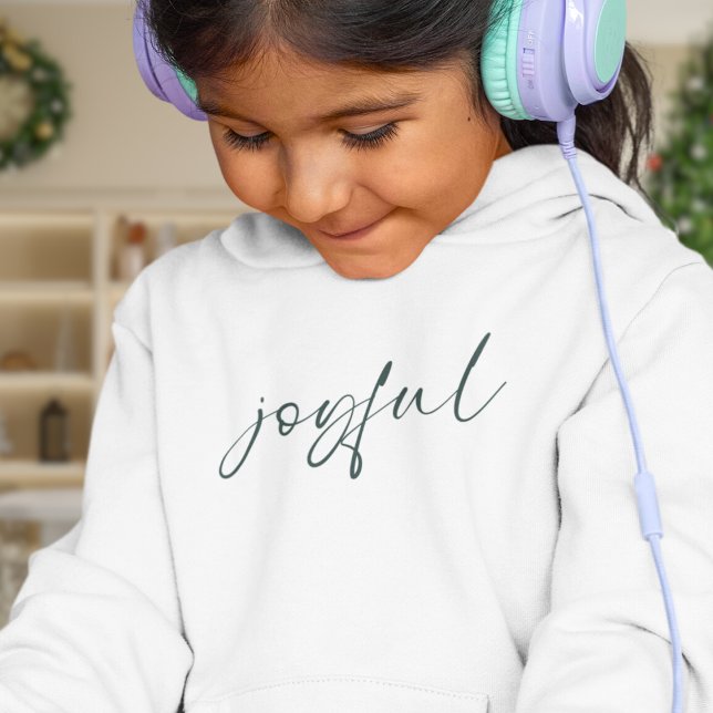 Joyful Green Calligraphy Hoodie (In sizes from kids to adult)