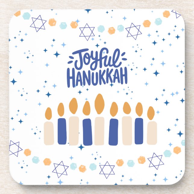 Joyful Hanukkah Getränkeuntersetzer (Vorderseite)