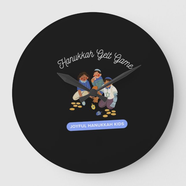 Joyful Hanukkah Kids Große Wanduhr (Vorderseite)