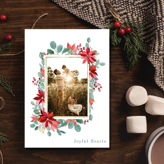 Joyful Heart Botanisches Foto Weihnachten (Joyful Heart Botanical Photo Family Christmas Holiday Card)
