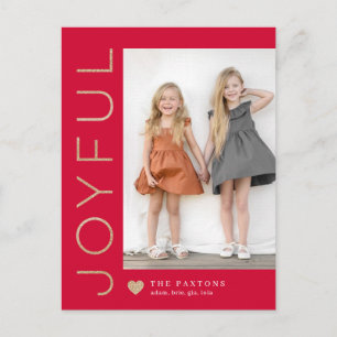 Joyful Heart EDITABLE COLOR Holiday Postcard Feiertagspostkarte