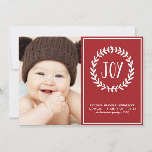Joyful Hearts Holiday Birth Announcement Feiertagskarte