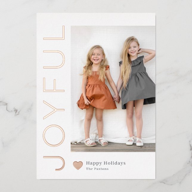 Joyful Heft Foil Holiday Card Editable Farbe Folieneinladung (Vorderseite)