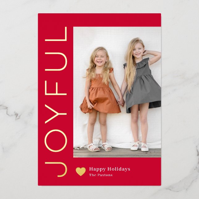 Joyful Heft Foil Holiday Card Editable Farbe Folieneinladung (Vorderseite)