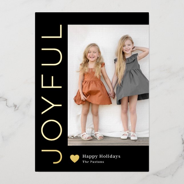 Joyful Heft Foil Holiday Card Editable Farbe Folieneinladung (Vorderseite)