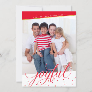 JOYFUL HOLIDAY FOTO Stilvoll kalligraphisch goldro Feiertagskarte