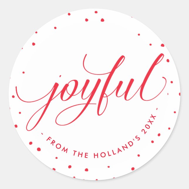 JOYFUL HOLIDAY SIEGEL stilvoll kalligraphisch rot Runder Aufkleber (Vorderseite)