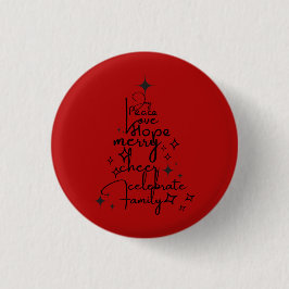 Joyful Holiday Tree - Typografy Art Festive Words Button