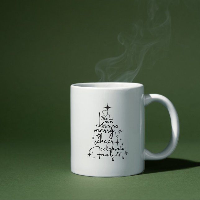Joyful Holiday Tree - Typografy Art Festive Words Kaffeetasse (Von Creator hochgeladen)