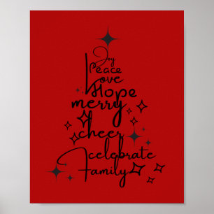 Joyful Holiday Tree - Typografy Art Festive Words Poster
