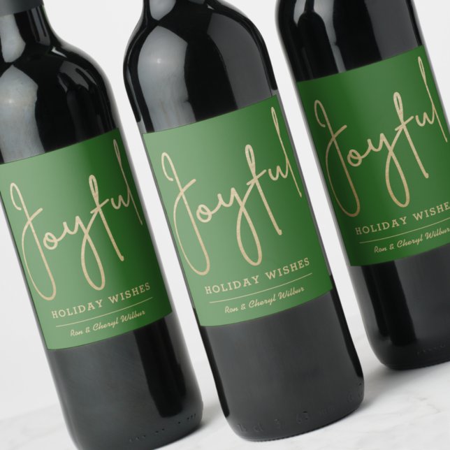 JOYFUL Holiday wünscht Gold Imitate Grün Weinetikett (Von Creator hochgeladen)