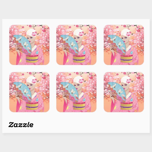 Joyful in Japan Quadratischer Aufkleber (Blatt)