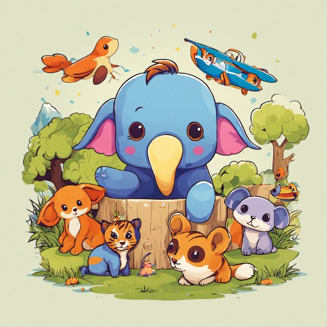 Joyful Jungle Buddies Throw Kissen ("Transform your child's space into a jungle of joy with our 'Joyful Jungle Buddies Throw Pillow.' )