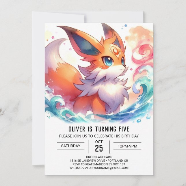 Joyful Kids Fox Birthday Einladung (Vorderseite)