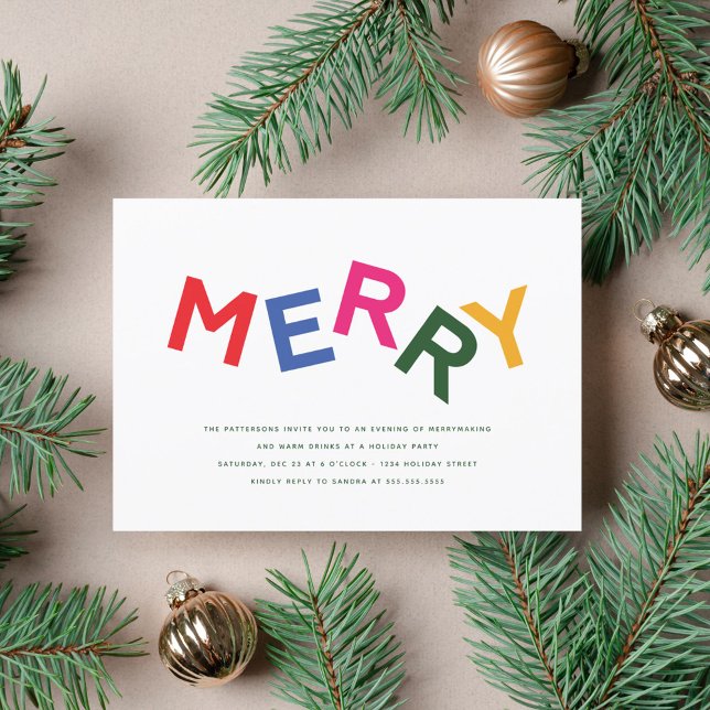 Joyful Lettering Holiday Party Invitations Einladung (Von Creator hochgeladen)