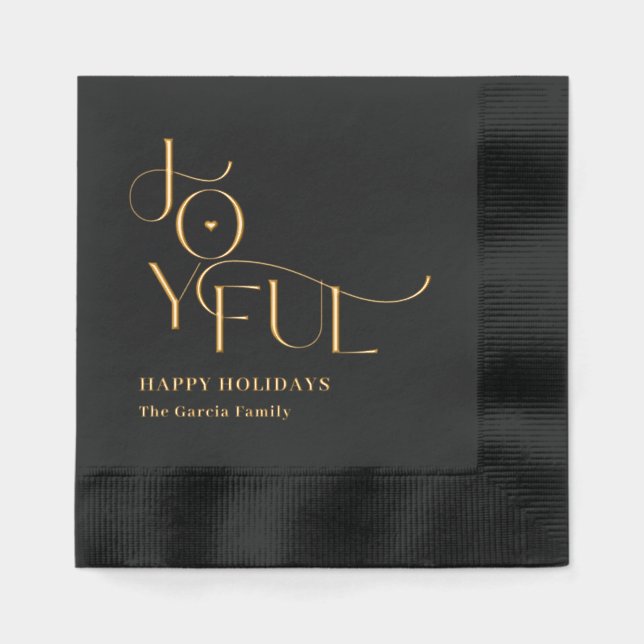 Joyful Life Holiday Party Fox Napkins Servietten Mit Folie (Vorderseite)