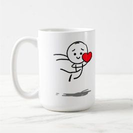 Joyful Love Stickman Heart Leap Graphic Tee Kaffeetasse