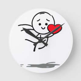 Joyful Love Stickman Heart Leap Graphic Tee Runde Wanduhr