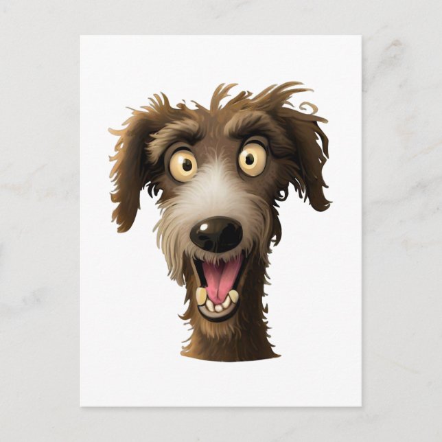 Joyful Lurcher - Cheeky Cartoon Hund Postkarte (Vorderseite)