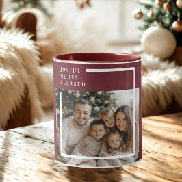 Joyful Merry Blessed Christmas Photo Custom  Tasse