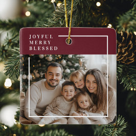 Joyful Merry Blessed Personalized Christmas Photo  Keramikornament