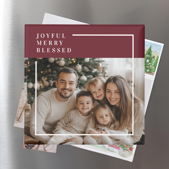 Joyful Merry Blessed Personalized Christmas Photo  Magnet (Von Creator hochgeladen)