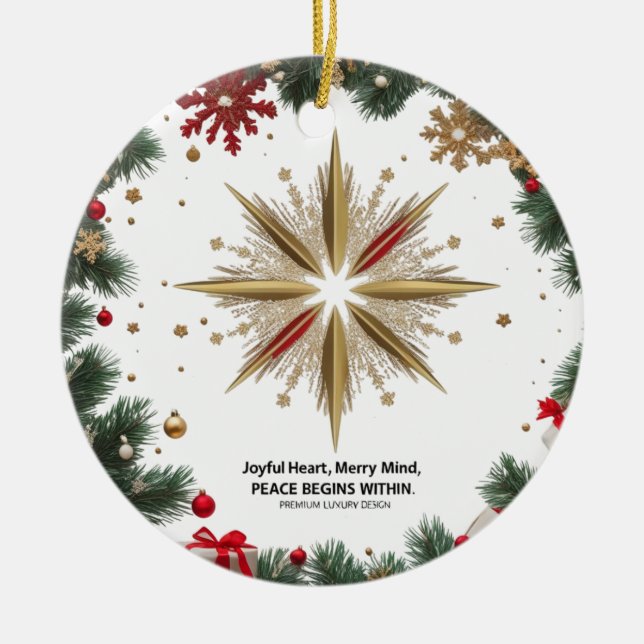 Joyful Merry Mind Ceramic Circle Ornament  (Vorne)