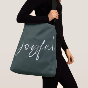 Joyful Modern Calligraphy Dark Green Tragetaschen Mit Langen Trägern