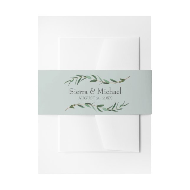 Joyful Modern Green Botanical Wedding Einladungsbanderole (Vorderseite Beispiel)